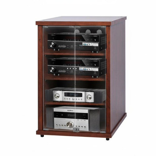 1 Piece KTV Amplifier Stand Audio Equipment Rack Heavy Duty Ventilated Design Rolling Cabinet with Mesh Door Suitable for Audiophiles Studio Living Room
