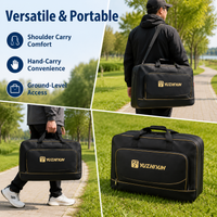 Black Oxford Cloth Fishing Bag, Waterproof Fishing Tackle Carryall, Fishing Gear Bag with Shoulder Strap, for Fishing Reels & Anglers