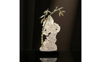 Resin Stone Ornament with Crystal Base Gold-Toned Metal Leaf Sculpture Artistic