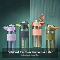 Athletic Beverage Bottle with Straw Drop-Resistant Water Bottle Heat Insulated Reusable Tumbler with Hinged Lid for Athletes, Gym, Travel, School
