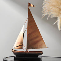 Bronze-Gold Sailboat Ornament Shiny Iron Sailboat Model Gift Idea