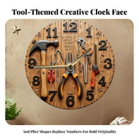 Easy to Read Mechanic Tool Wall Clock Gift Choice 2D Printed Novelty Clock Silent Movement for Mechanics, Handymen, Workshop, Man Cave, Bar