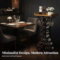 Freestanding Vino Rack with Surface Multi-Functional Freestanding Vino Bottle-Shaped Bar Sturdy Construction for Home Hosts, Collectors