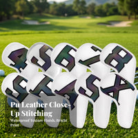 10 Pieces Golf Iron Head Covers | Impactarmored Padded Body, Golf Iron Covers with Hook-and-Loop Closure, Water-Resistant PU Material, for Travel