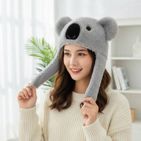 Fuzzy Koala Earflap Hat Warm Koala Fuzzy Hat Windproof Soft Animal Character Cap for Parties