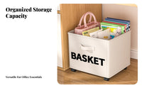 Wheeled Textile Bin 360° Rotating Wheels Storage Basket Large Capacity