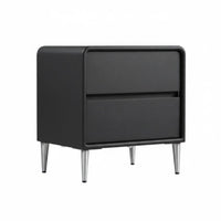 Modern Design 3-Drawer Rounded Nightstand Large Capacity Bedside Table Compact Footprint Home Furniture Handleless Design for Homeowners, Apartment Dwellers, Students, Bedroom, Study Room, Away Ice