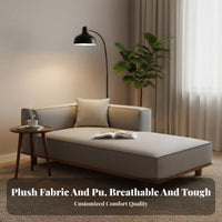 Minimalist Design Upholstered Chaise with Wooden Frame Thick Padded padding Lounge Chair Ergonomic Backrest Living Room Seating exceptionallySoft Fabric for Apartment Dwellers, Tall People, Bedroom, perusing reading area, Guesthouse, Home Office