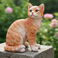 Cat Figurine Resin Cat Statue Naturalistic Home Decor for Gardeners, Garden, Yard, Living Room