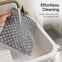 TPE Non-Slip Shower Mat with Suction Cups, Large Hole Bathtub Mat for Bathroom Safety