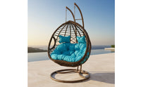 Cushioned Hanging Egg Chair with Stand Suspended Egg Chair with Stand Comfortable Comfy for Balcony