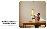 Handmade Woven Bamboo Lantern Natural Material Bamboo Woven Hanging Light Creative Design Asian Design Hanging Lamp Vintage Inspired for Restaurant Owners, Hotel Managers, Interior Designers, Dining Room, Hallway, Bedroom, Kitchen