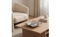 Square Tray with Wavy Surface Sculptural Stainless Steel Tray Modern Metal Fruit Bowl for Dining Table