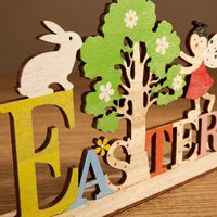 Easter Bunny Table Decor Festive Design Freestanding Bunny Ornament Farmhouse Design Easter Table Centerpiece for Families, Homeowners, Tabletop