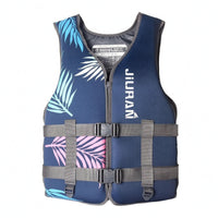 Sleeveless Neoprene Life Jacket Adjustable Straps Front-Zip Life Vest Buckle Closure Buoyancy Support Vest Contoured Fit