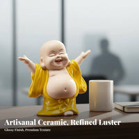 Feng Shui Decor Laughing Buddha Statue Symbol of Peace and Balance Maitreya Buddha Figure Artisan-Made Smiling Maitreya Figurine Cute Look for Meditation Practitioners, Office Workers, Living Room, Desktop, Entryway, Desk