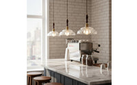 Minimalist Aesthetic Vintage Glass Hanging Light Hand Polished Retro Wood and Glass Hanging Lamp Adjustable Height Japanese Design Hanging Light for Restaurant, Dining Room, Bar Counter, Kitchen Island