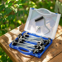 Camping Stake Kit with Storage Case Easy to Install Tent Stakes with Storage Box Screw-in Ground Anchors for Tarp Shelter
