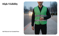 Reflective Safety Vest Hook-and-Loop Fastener Closure High Visibility Work Vest Highway Side Safety Gilet Lightweight Safety