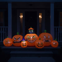 Outdoor Inflatable Pumpkin Row with Black Cat Giant Inflatable Pumpkin with Black Cat Fun Whimsical for Lawn