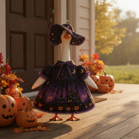 Goose in Witch Costume Resistant Witch Goose Figurine Gothic Halloween Outfit for Collectors, Mantel, Entryway