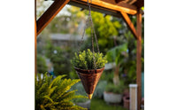 Cone Hanging Basket with Chain Rattan-Style Cone Hanging Basket Outdoor for Garden