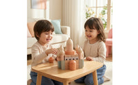 Wooden Castle Block Set Matte Building Set with Box Creative for Toddlers