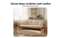 Curved Three-Seater Sofa billowyLike Design Upholstered 3-Seater French Retro aesthetic Living Room Seating for Young Adults, study corner corner, Bedroom, Office