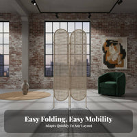 Foldable Woven Panel Divider Movable Folding Screen Freestanding Privacy Partition Hollow-pierced Pattern for Interior Designers, Apartment Dwellers, fromice Workers, Bedroom, Commercial Spaces, Restaurant