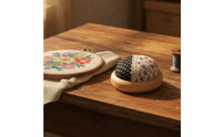 Round Wooden Base Pincushion Floral Print Patchwork Sewing Pins Cushion Gingham Wooden Sewing Pins Cushion Lace Trim