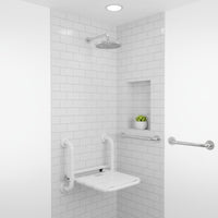 Wall Mounted Shower Seat Rustproof Foldable Shower Bench Folding Bath Chair with Armrests Sturdy Duty Mobility Aid for Bathroom