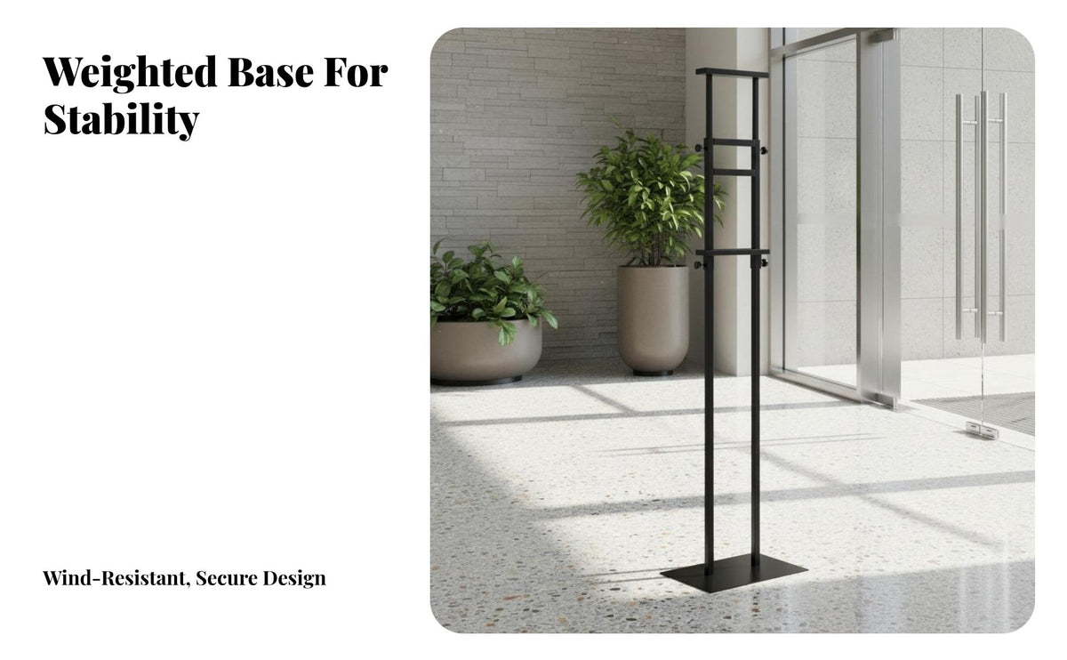 Double Sided Poster Display Stable Base Pedestal Poster Effortless Assembly Floor Standing Sign Holder for Commerce Shows, Exhibitions