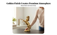 Golden Horse Figurine Light Luxury Design Bronze Finish Horse Ornament Brings Good Luck House Decoration for New Homeowners, Business Owners, Office