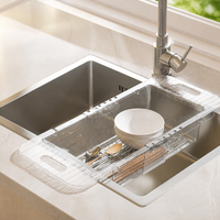 Rectangular Pasta Strainer, Retractable Kitchen Colander 36-46.5cm, Over The Sink Drain Basket for Draining Pasta, Fruits, Vegetables