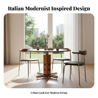 Round Dining Table functionalist Design Pedestal Table with interconnected Legs Retro Modernperiod Modern aesthetic Furniture for Homeowners, Families, Office, Kitchen