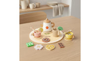 Wooden Pretend Tea Party Set and Wooden Tea Set Colorful Pieces for Children, Playroom