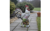 Male Chicken Statue Weather Resistant Chicken Figurine Lifelike Design Farmhouse Male Chicken Figurine for Patio, Porch
