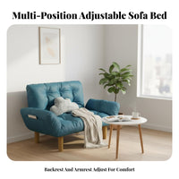 Foldable Adjustable Sleeper Loveseat Small Space Friendly Adjustable Floor Loveseat 3-in-1 Multifunctional Design Convertible Couch Easy Assembly for Apartment Dwellers, Students, Young Adults, Living Room, Bedroom, Office