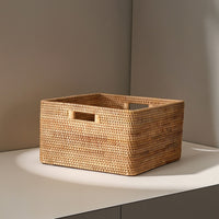 Storage Basket with Handles Handwoven Braided Storage Basket for Shelves, Closet, Living Room