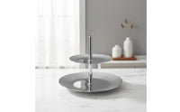 Stainless Steel Fruit Stand Tiered Display 2 Tier Serving Tray Modern Minimalist Design Double Layer Snack Tray