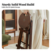 Foldable Design 3 Step Wooden Ladder Stool Space Saving Solid Wood Folding Step Ladder Portable Household Furniture Sturdy and Stable for Homeowners, Seniors, DIY Enthusiasts, Kitchen, Living Room, Office, Closet