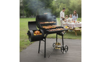 Barrel Grill with Side Smoker Outdoor Briquette-Fueled Barbecue with Smoker Multi-Functional Grill with Warming Rack for Grilling Enthusiasts