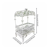 Dollhouse Birdcage Model European Design Miniature Birdcage Stand DIY Project Miniature Wrought Iron Bed for Collectors, Hobbyists, Diorama