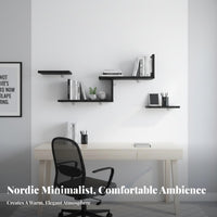 6 Pieces Drilldrillless Installation Modular Floating Shelf Set Modern Simple Design Wall Decor Multi-Functional Household Storage Long-Lasting for Renters, Students, Homeowners, Living Room, Bedroom, Hallway, Kitchen