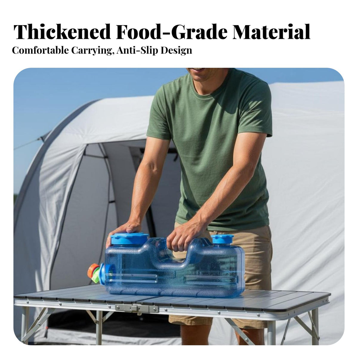 Portable Water Tank with Spigot Leak Resistant Water Container with Spigot Leak-Resistant for Survivalists, Families, Car Travel, Road Trips