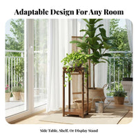 Compact Size Two-Tier Pedestal Table Multi-Purpose Plant Stand Easy Assembly Indoor Furnishing Strong Load-Bearing for Interior Design Enthusiasts, Apartment Dwellers, Aquarium Hobbyists, Living Room, Small Areas, Bedroom, Entryway