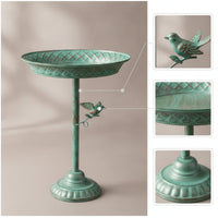 Metal Pedestal Bird Bath Weighted Bird Bath with Stand Patio Garden Decor Yard for Gardeners