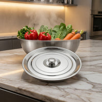 Mirror Polished Stainless Steel Bowl with Lid Rolled Rim Metal Kitchen Bowl with Cover Deep Easy to Clean for Restaurant