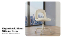 Cream Design Cushy Vanity Chair Ergonomic Backrest Cushy U-Back Chair 360° Swivel Desk Seat Space Saving for Students, Young Adults, Home Workers, Bedroom, Dorm Room, Makeup Station