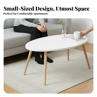 Nordic Design Oval End Table Minimalist Design Oval Accent Table Space-Saving Household Furniture Multi-Room Use for Apartment Dwellers, Homeowners, Students, Bedroom, Small Areas, Office, Entryway